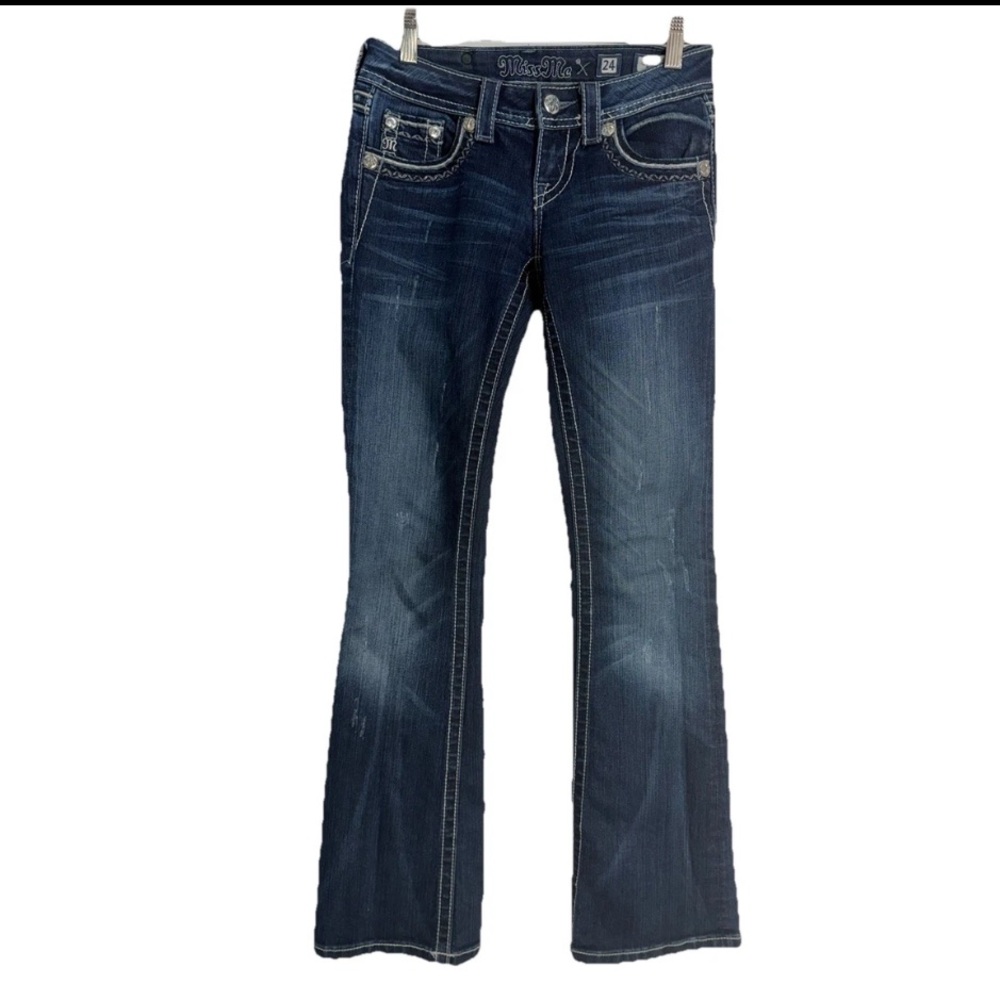 Miss Me Low Rise Boot Cut Dark Wash Size 24 x 32 JS5509BV